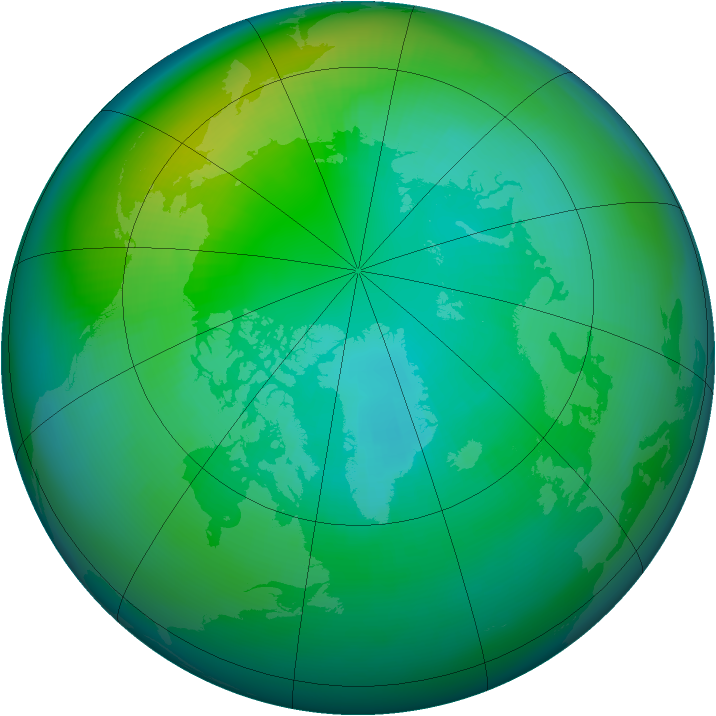 Arctic ozone map for October 1980